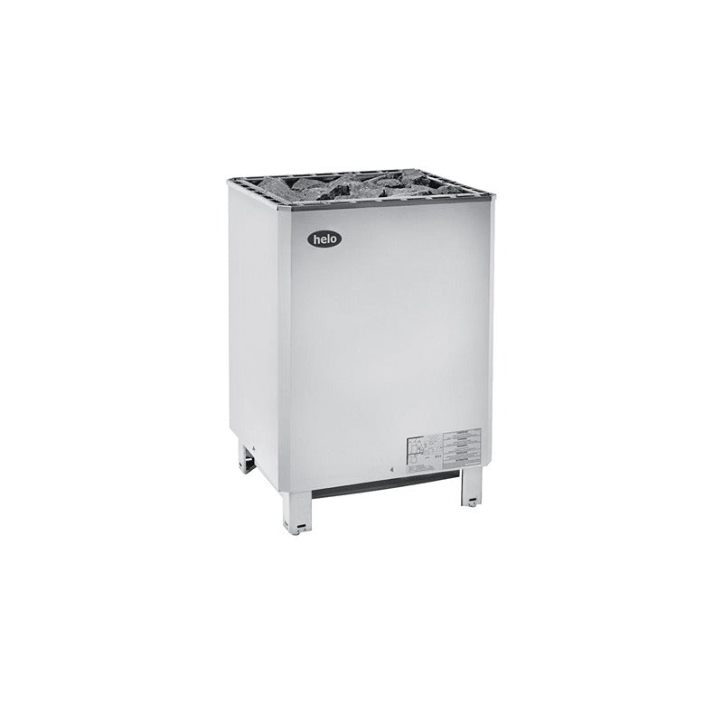 Helo SKLE Sauna heater Chrome – freistehender Elektroheizer mit 60 kg Steinen, geeignet für gewerbliche Saunaräume